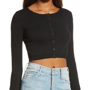 BARDOT Amanda Crop Cardigan Sweater Black medium